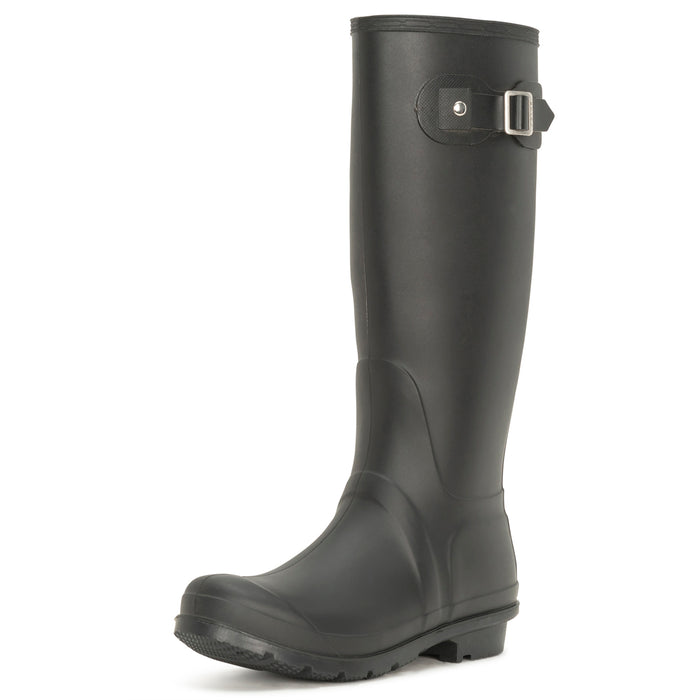 Womens Tall Muck Buckle Dog Walking Snow Rain Waterproof Wellington Boot - Black - UK3/EU36 - BL0290